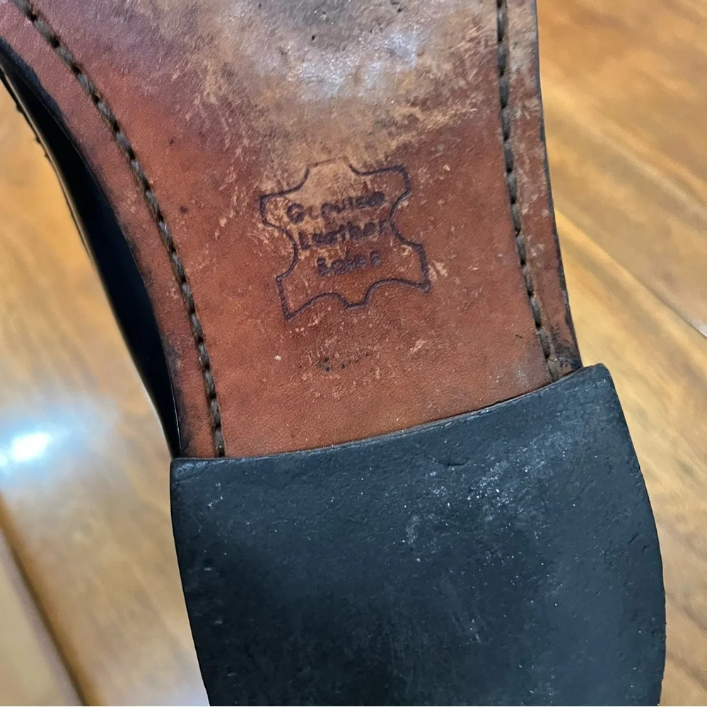 L.L. Bean Black Leather Oxford Tassel Loafers 12B Made in USA‎